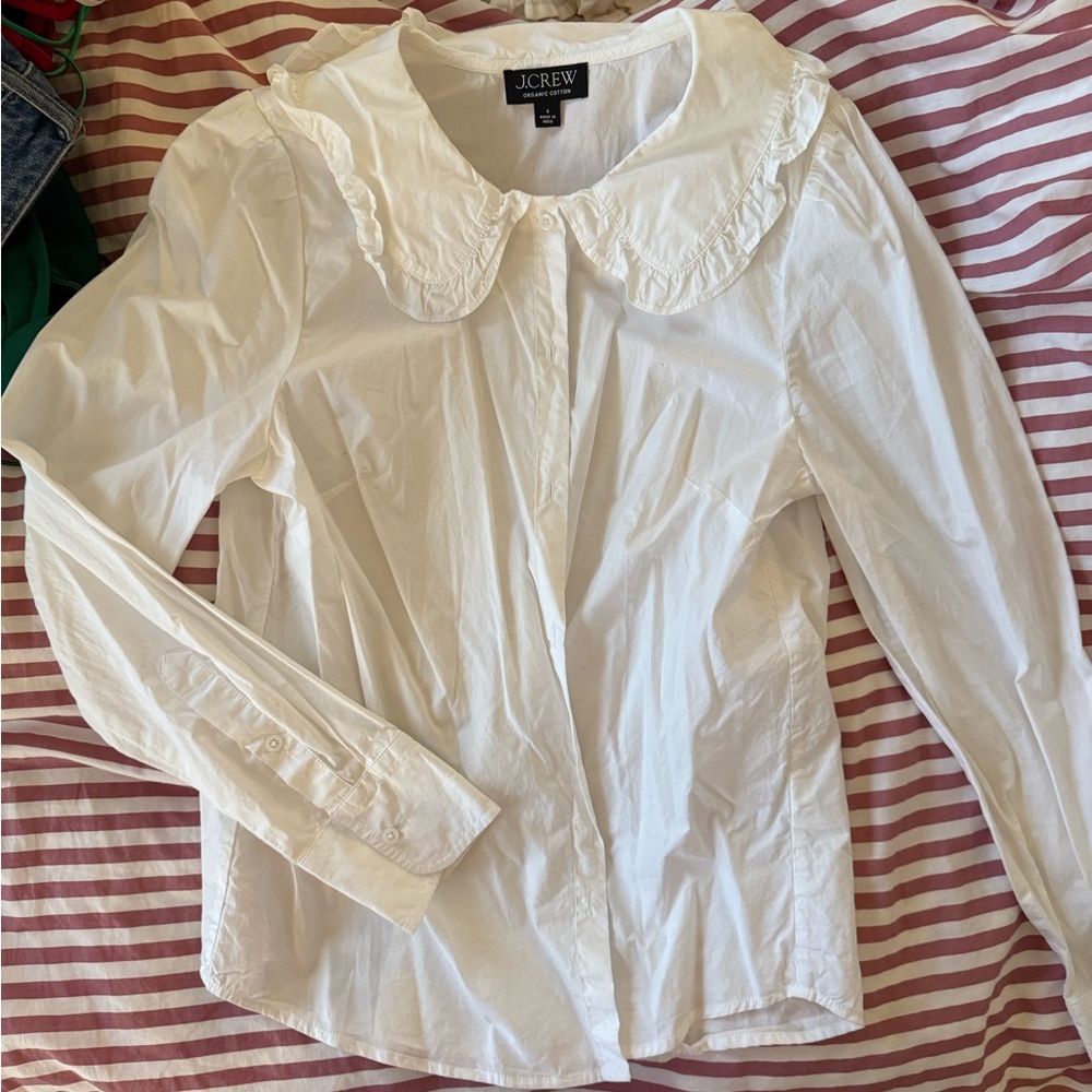 J. Crew Ivory Blouse with Scalloped Collar